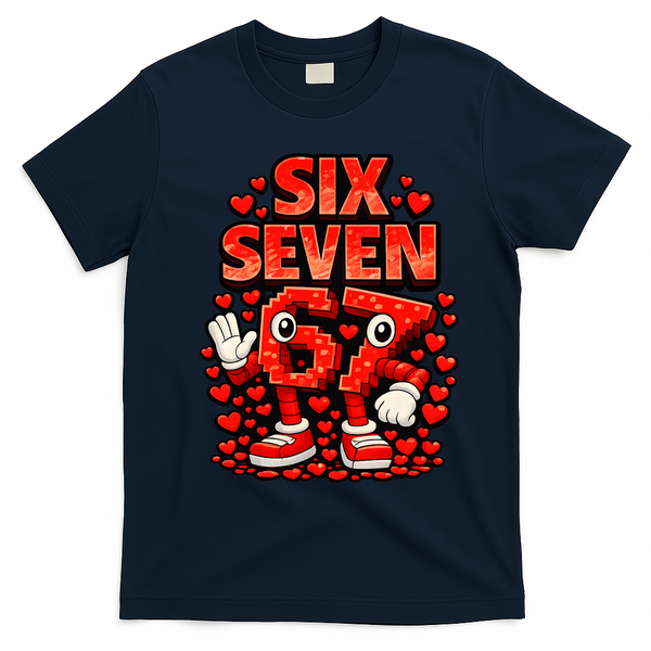 Meme 67 Six Seven 6 7 Valentine Heart T-Shirt - Navy Blue