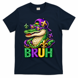 Mardigator Alligator Bruh Mardi Gras T-Shirt - Navy Blue