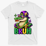 Mardigator Alligator Bruh Mardi Gras T-Shirt - White