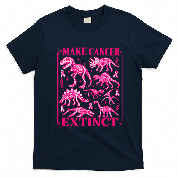 Make Breast Cancer Extinct Dinosaur T-Shirt - Navy Blue
