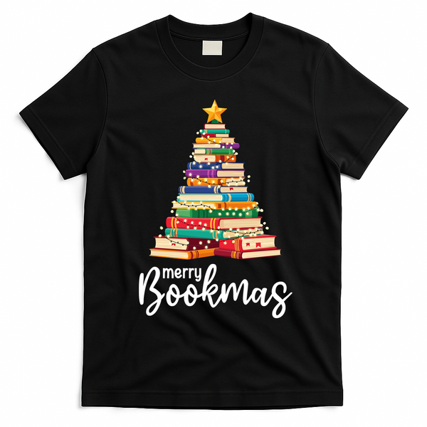 Merry Bookmas Christmas T-Shirt - Black