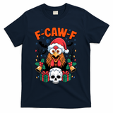 Merry Christmas F-Caw-F Chicken Spooky Skull T-Shirt - Navy