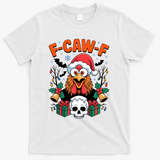 Merry Christmas F-Caw-F Chicken Spooky Skull T-Shirt - White