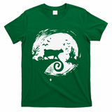 Manx Cat Halloween Costume Moon Silhouette Creepy Horror T-Shirt - Irish Green