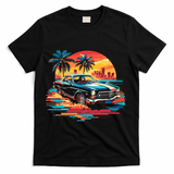 Miami Car Str Sunset Cool Graphic Design T-Shirt - Black