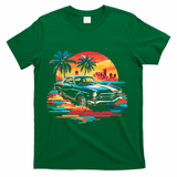 Miami Car Str Sunset Cool Graphic Design T-Shirt - Green