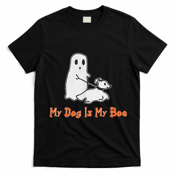 My Dog Is My Boo Ghost Halloween Dog Lover T-Shirt - Black
