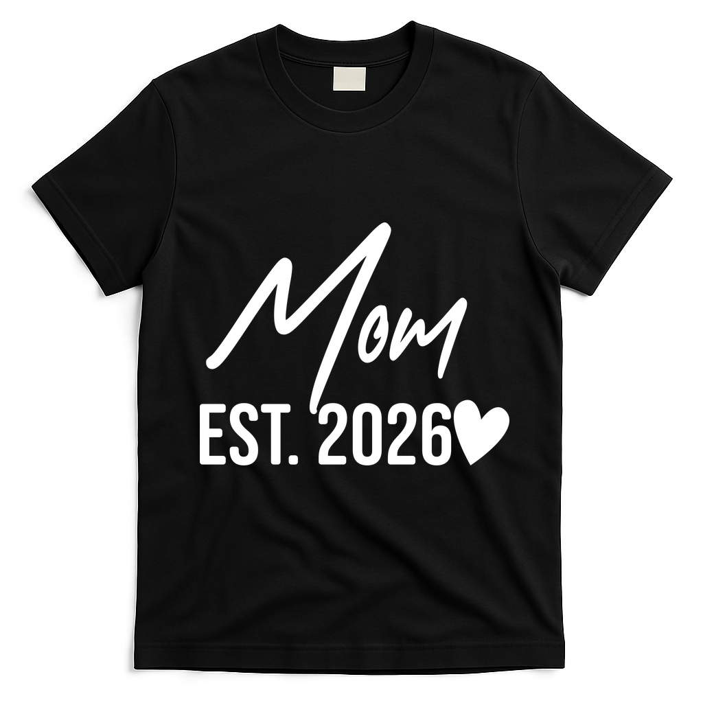 Mom EST 2026 T-Shirt - Black