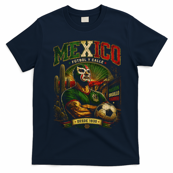 Mexico Fútbol Y Calle Soccer Fan T-Shirt - Navy Blue