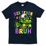 Mardi Gras 67 Six Seven Bruh Mardigator Alligator 6-7 T-Shirt - Navy Blue