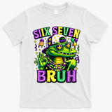 Mardi Gras 67 Six Seven Bruh Mardigator Alligator 6-7 T-Shirt - White