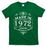 Made In 1972 Aged To Perfection Vintage 50th Birthday T-Shirt - Green