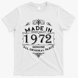 Made In 1972 Aged To Perfection Vintage 50th Birthday T-Shirt - White