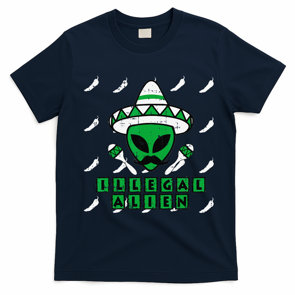 Martian Illegal Alien Mexican Area51 Funny Halloween Gift T-Shirt - Navy Blue