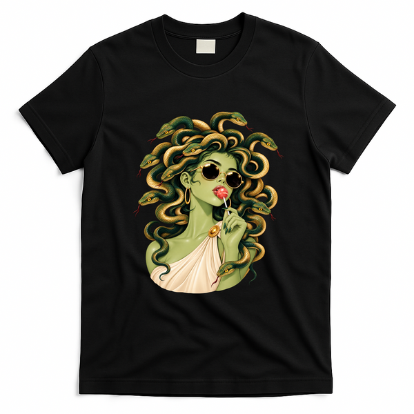 Medusa Lollipop Sunglasses Snake Vintage Greek Mythology T-Shirt - Black