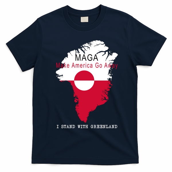MAGA Make America Go Away Greenland Map T-Shirt - Navy Blue