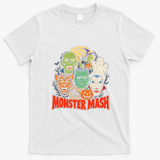 Monster Mash Halloween Graphic Vintage T-Shirt - White
