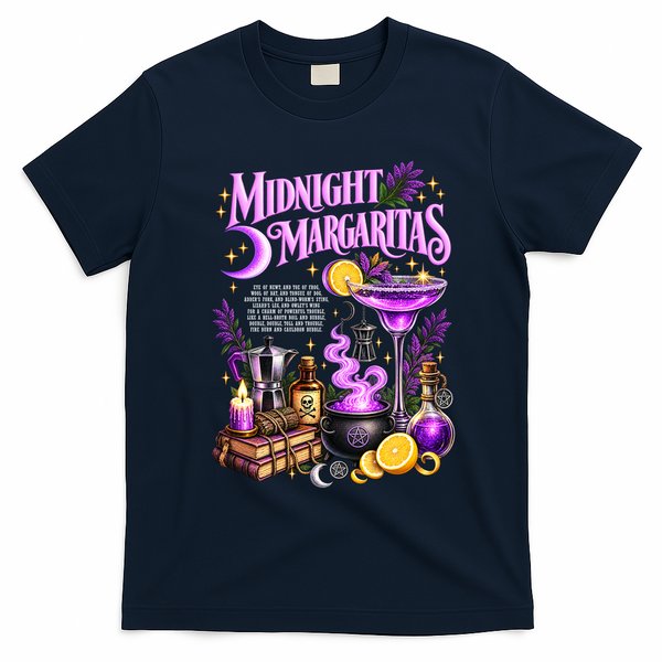 Mignight Margaritas Witchy Cocktail Potion T-Shirt - Navy Blue