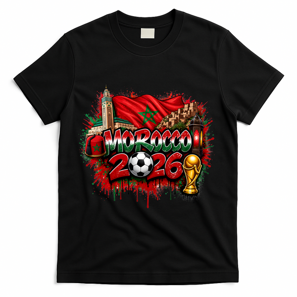 MOROCCO North America Soccer Tournament 2026 T-Shirt - Black