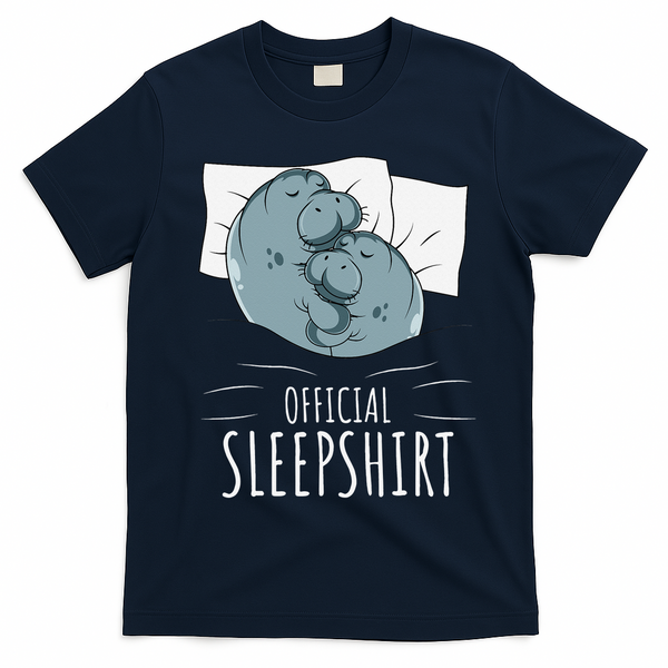 Manatee Sea Cow Sleeps Official Sleepshirt T-Shirt - Navy Blue
