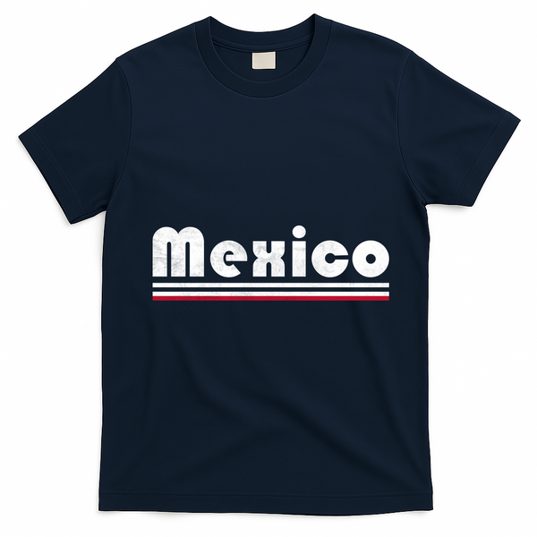Mexico Soccer Stripe Jersey Logo Fan T-Shirt - Navy Blue