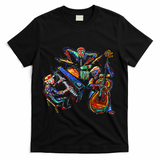 Dancing Skeleton Music Band T-Shirt - Black
