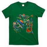 Dancing Skeleton Music Band T-Shirt - Green