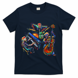 Dancing Skeleton Music Band T-Shirt - Navy
