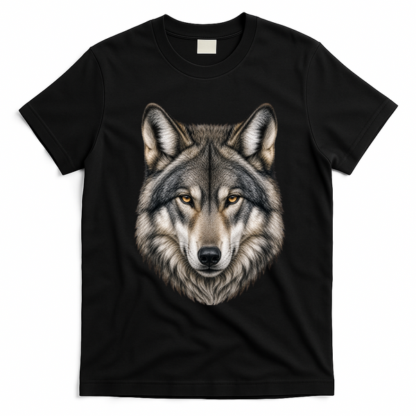 Majestic Wolf Face Animals T-Shirt - Black