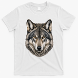 Majestic Wolf Face Animals T-Shirt - White