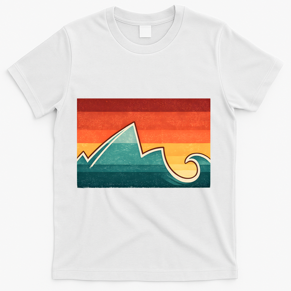 Mountain Wave Ocean Sunset T-Shirt - White