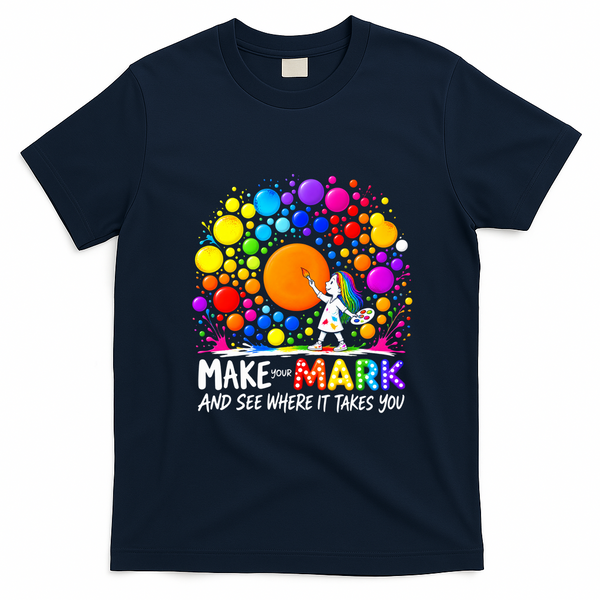 Make Your Mark Happy Dot Day Polka T-Shirt - Navy Blue