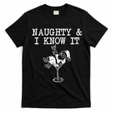 Naughty And I Know It Funny Christmas Santa T-Shirt - Black