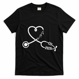 Nurse EST 2026 Cute Heart Stethoscope T-Shirt - Black