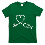 Nurse EST 2026 Cute Heart Stethoscope T-Shirt - Irish Green
