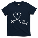 Nurse EST 2026 Cute Heart Stethoscope T-Shirt - Navy Blue