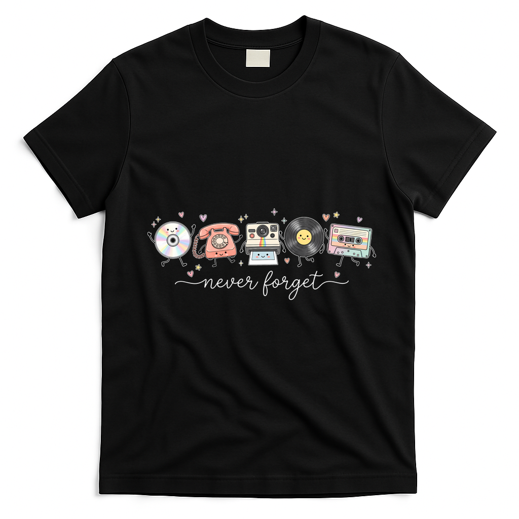 Never Forget Beloved Old Technology T-Shirt - Black