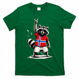 Norwegian Flag Funny Raccoon Norway T-Shirt - Irish Green