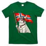 Norwegian Flag Waving Yeti Norway Norge Pride T-Shirt - Irish Green