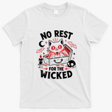 No Rest For The Wicked Vampire Cat T-Shirt - White