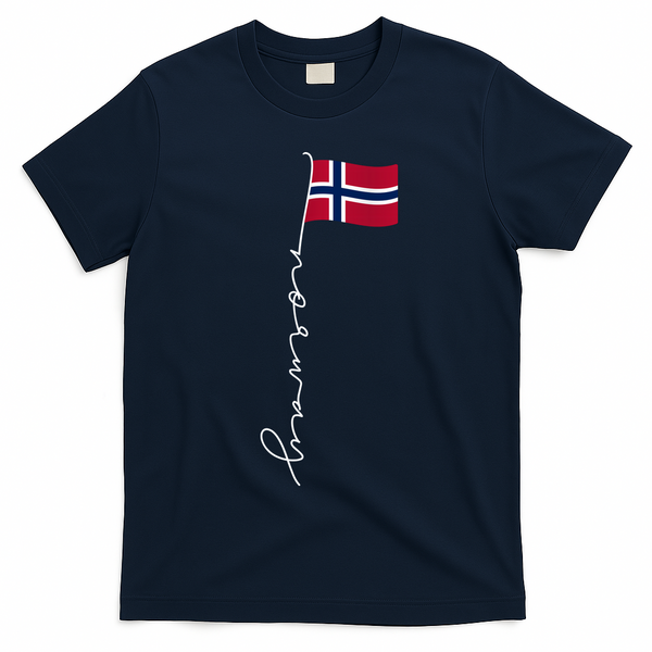 Norway Signature Pole Norwegian Flag Family Heritage Gift T-Shirt - Navy Blue