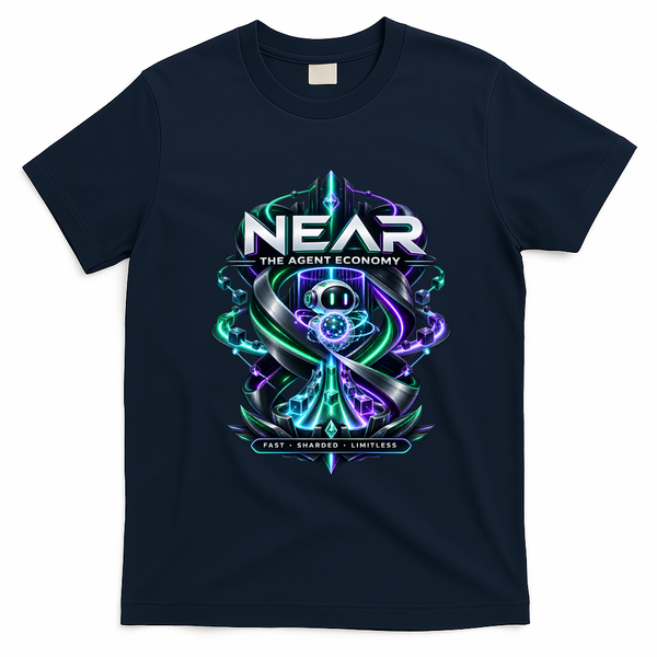 NEAR The Agent Economy Fast Sharded Limitless Graphic T-Shirt - Navy Blue