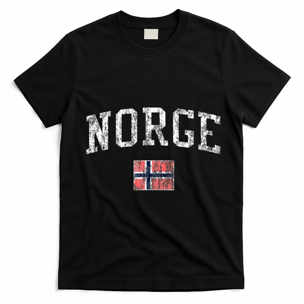 Norway Vintage Sports Norge Norwegian T-Shirt - Black