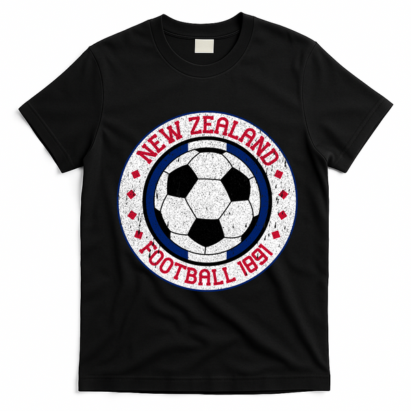 New Zealand Football Soccer Fan Vintage 1991 T-Shirt - Black