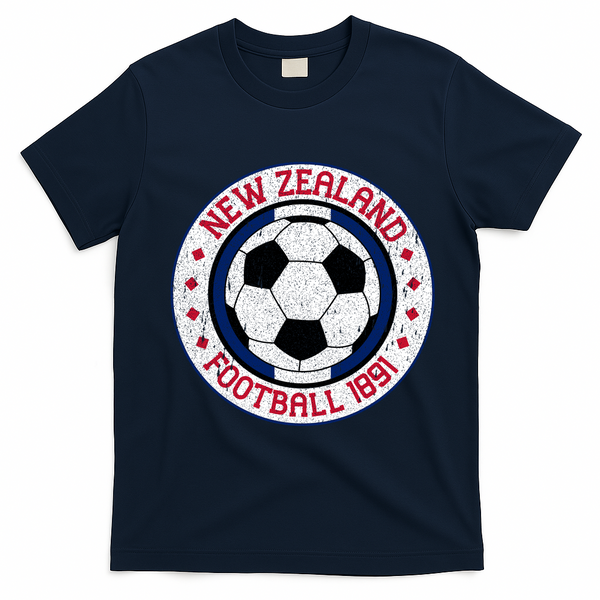 New Zealand Football Soccer Fan Vintage 1991 T-Shirt - Navy Blue
