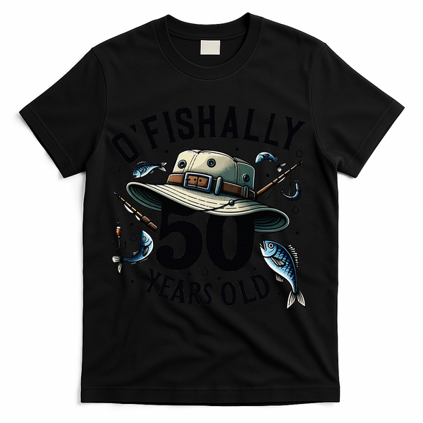 Ofishally 50 Years Old 50th Birthday Fisherman Fishing Lover T-Shirt - Black