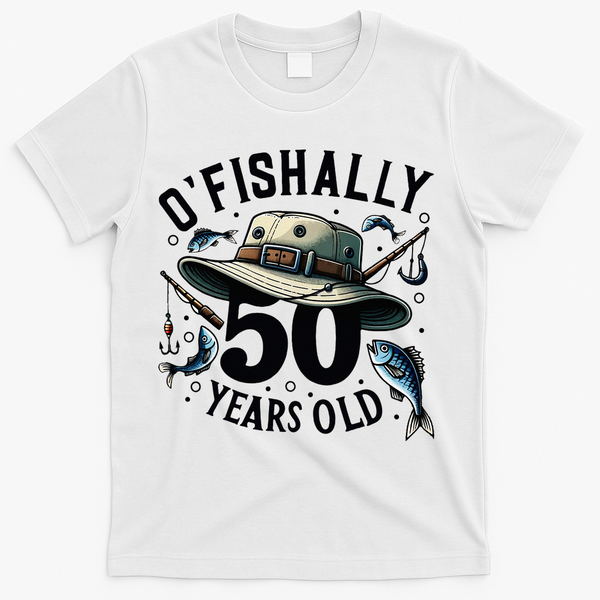 Ofishally 50 Years Old 50th Birthday Fisherman Fishing Lover T-Shirt - White