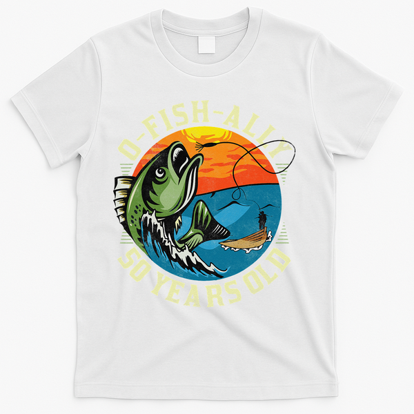 OFishAlly 50 Years Old 50th Birthday Fishing T-Shirt - White