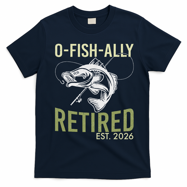 O Fish Ally Retired EST 2026 Fishing T-Shirt - Navy Blue