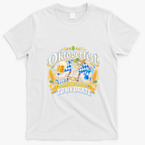 Oktoberfest Funny Skeleton Beer Lover Gifts Cheers Drinking Team German Festival T-Shirt - White